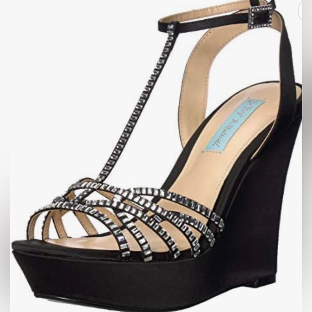 Blue by Betsey Johnson black Wedge Sandals 9.5